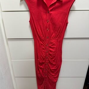 Red Button-Up Sleeveless Dress
